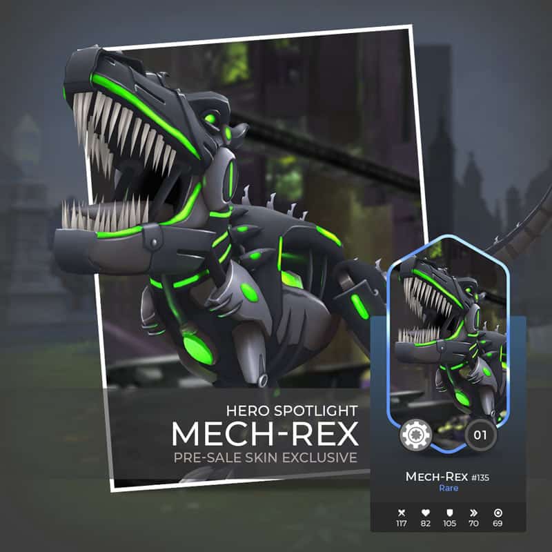 Mech Rex is a killing machine offered in the presale of War Of Crypto. Stay away from him or buy him.