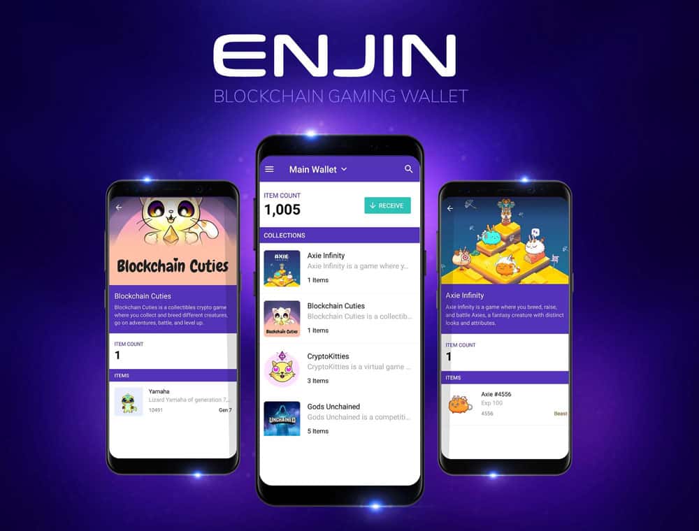 Enjin Wallet featuring the supported games