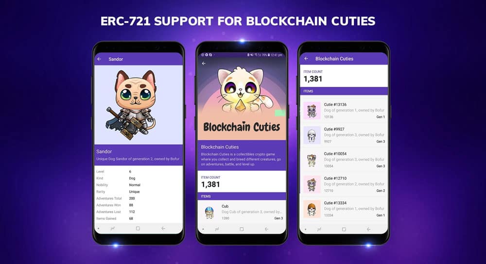 Blockchain Cuties - The Cryptocollectible game is now available in Enjin Wallet