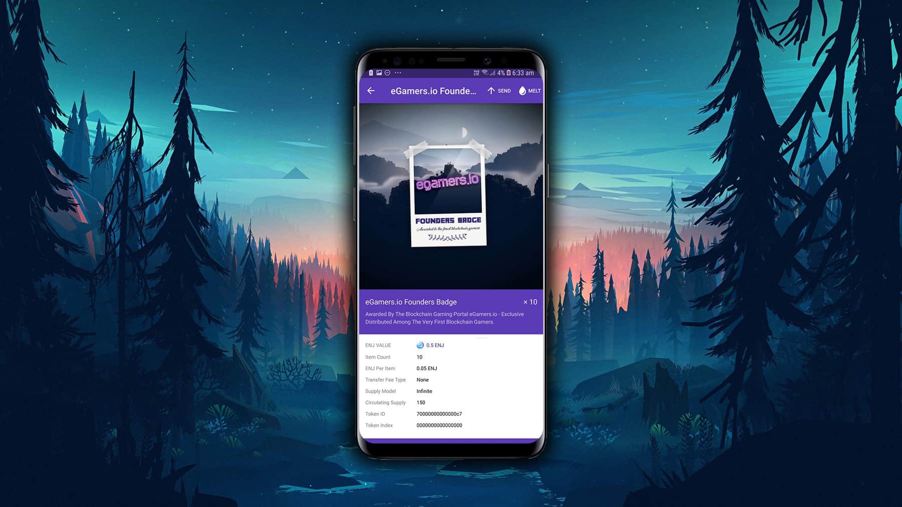 The Founders Badge within the Enjin's Smart Wallet.