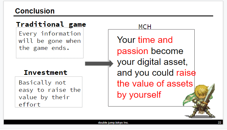 MCH conclusion MyCryptoHero(MCH) had 3 days ago their first meetup outside of Japan with Kokushi, Biz Dev for MCH, giving an excellent presentation on their game. It was a humble meetup and lots of people were introduced to the most successful and biggest dapp in Japan as well as the most popular blockchain game.For those of you new to MCH, here is a short description of the game. You can also read about our first interview with Kokushi.