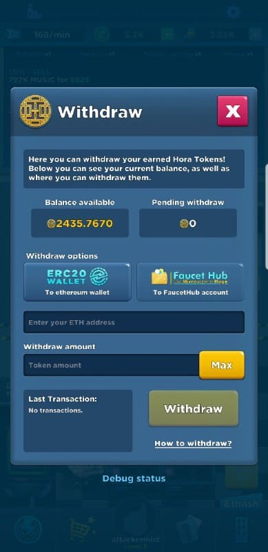 CIMiner HoraToken withdraw Season 1 has arrived and the craving for Hora Tokens is finally satisfied! Crypto Idle Miner is an idle mining game with opportunities to earn real cryptocurrency. Season 0 has been successfully completed has Hora Tokens have been distributed to all who have been part of the leaderboards.