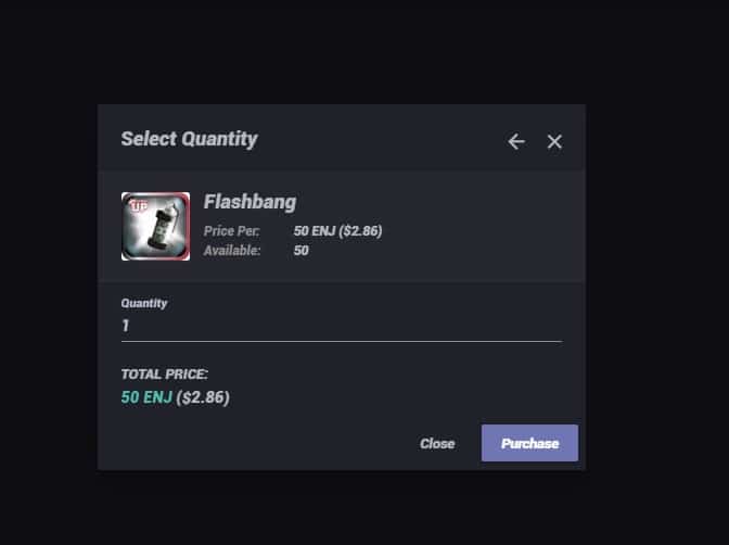 Flashbang item purchase The highly anticipate Enjin Marketplace launched today and now gamers can trade their ERC-1155 assets without having to rely on trading channels. Enjin is pushing further for mainstream adoption with a number of products, and now the Enjin Marketplace provides a hassle-free way for investors and players to safely initiate peer-to-peer trades.