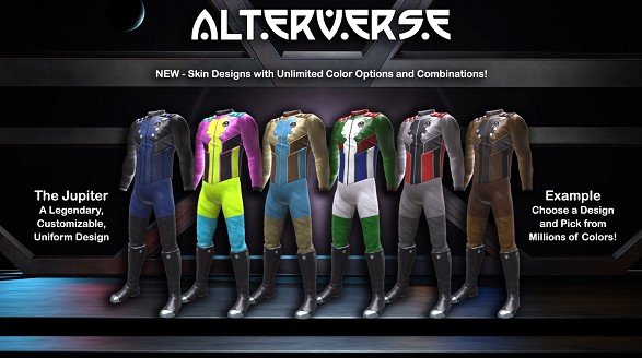 alterverse skins collection Lakeshore, MN: AlterVerse Inc., a next-gen, indie, blockchain game dev studio, is pleased to announce a major upgrade to our customization system. In a blockchain game industry first, the AlterVerse Customizer will allow players to apply millions of pure colors and color gradients to tokenized game skin designs. Users will be able to make incredible personalized characters and items by choosing a design and coloring each zone separately while keeping the underlying design intact.