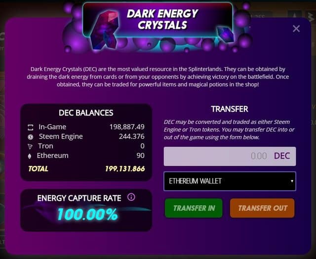 Dark energy crystals splinterlands ethereum update Splinterlands (formerly called Steem Monsters) is one of the most popular blockchain games with a big community and constant updates. In fact, it's so popular that in August 2019, it achieved over 1 Million USD in transactions between players.