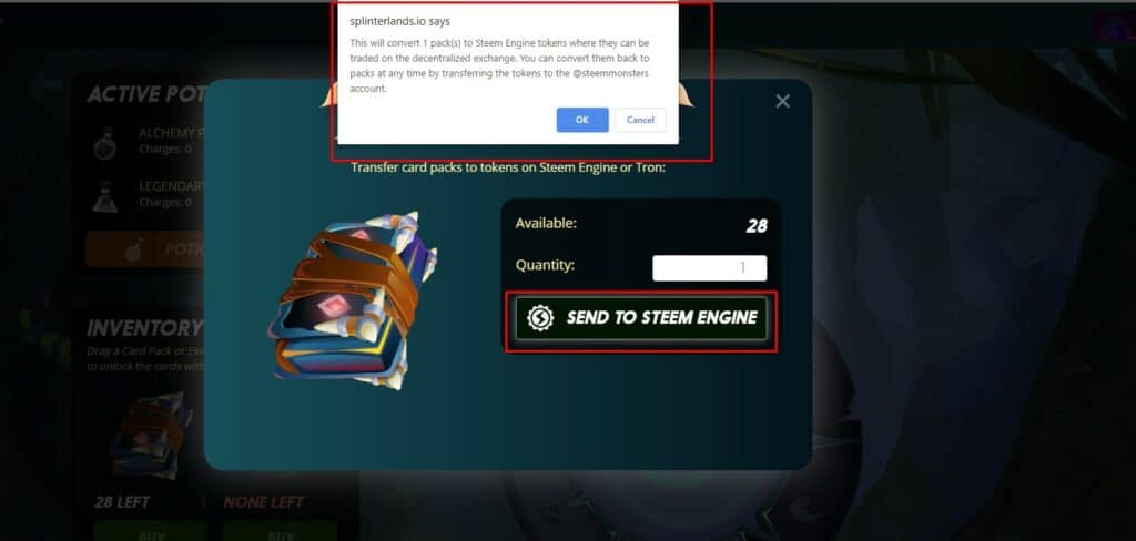 Splinterlands tokenizing cards steem engine In this tutorial we will show you how to send Splinterlands Cards & Packs to other players or your friends.