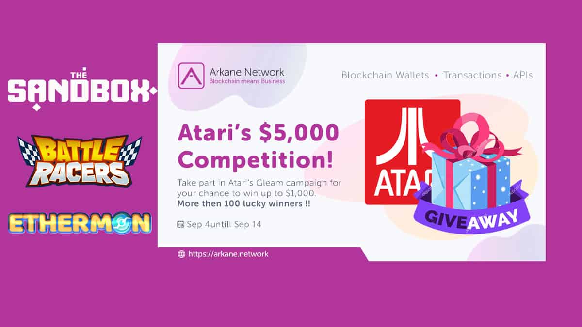 atari arkane 5k contest sandbox battle racers ethermon 1 In celebration of the recent partnership and the upcoming Atari token launch, Atari and Arkane Network, along with three well-known games in the blockchain gaming space, are hosting a competition with ,000 in various tokens and dozens of in-game NFTs to more than 100 lucky winners. The event will last until September 18th!