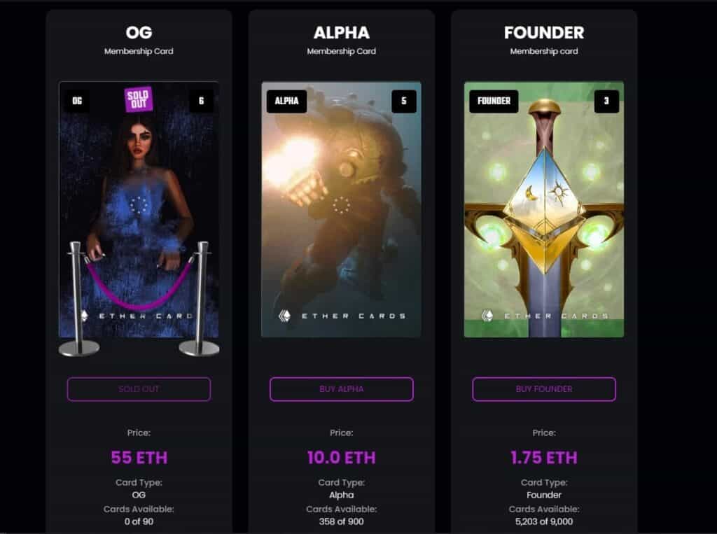 Ether Cards Ether Cards is a gamifying NFT-based platform where everyone can Mint cards and host events. 