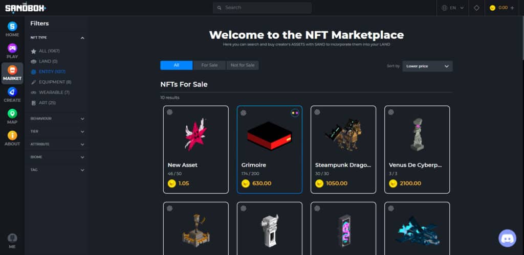 The Sandbox NFT Marketplace