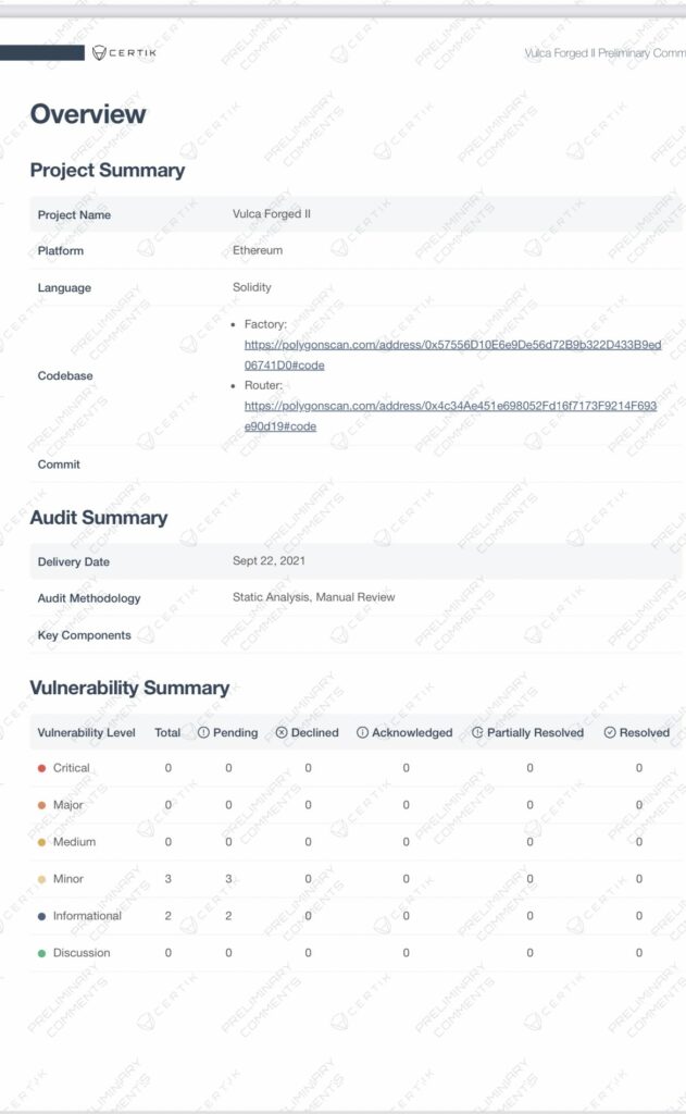 certik audit vulcan dex The ever-growing gaming platform of Vulcan Forged launched yesterday the highly anticipated VulcanDex, a decentralized exchange for the blockchain gaming industry with cross-chain support.