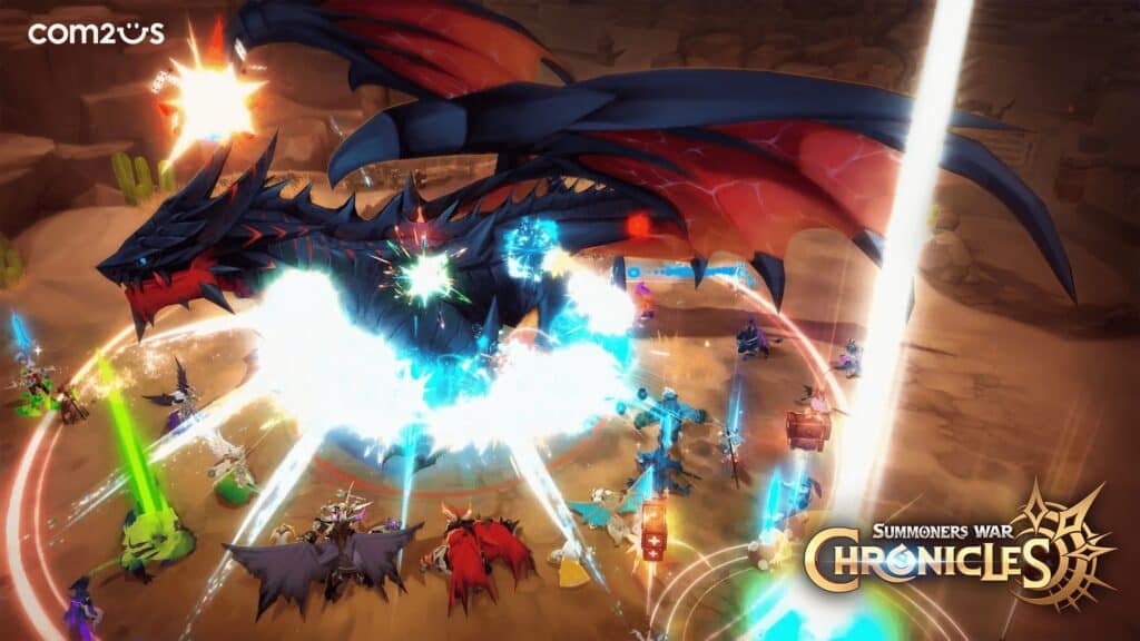 Summoners War Chronicles Gamescom 2021 screenshot 3 Com2uS, a known mobile games development and publishing company, announced that they reformed Summoners War: Chronicles as a complete NFT blockchain game before its expected early 2022 release.