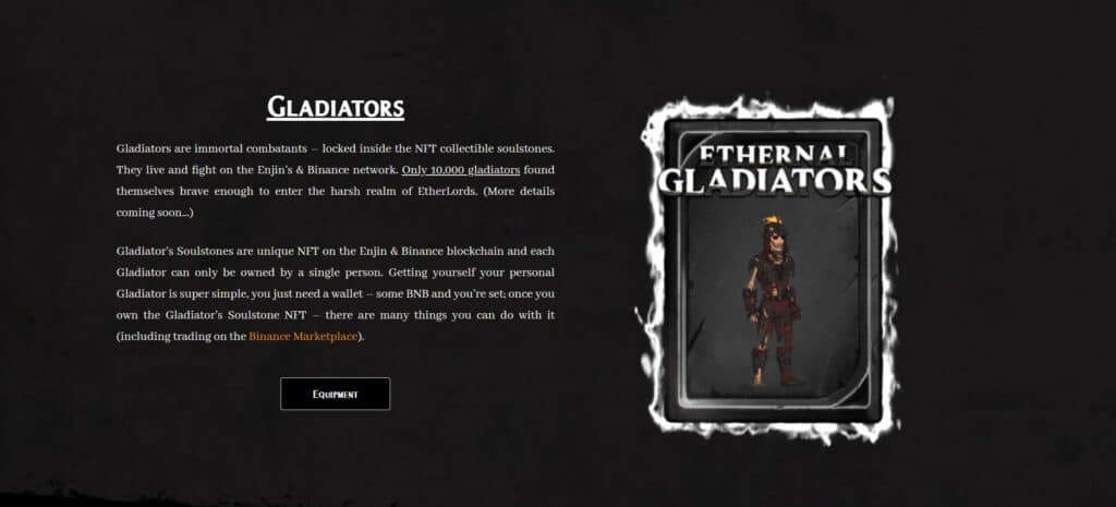 Ethernal Gladiator Enjin Game.