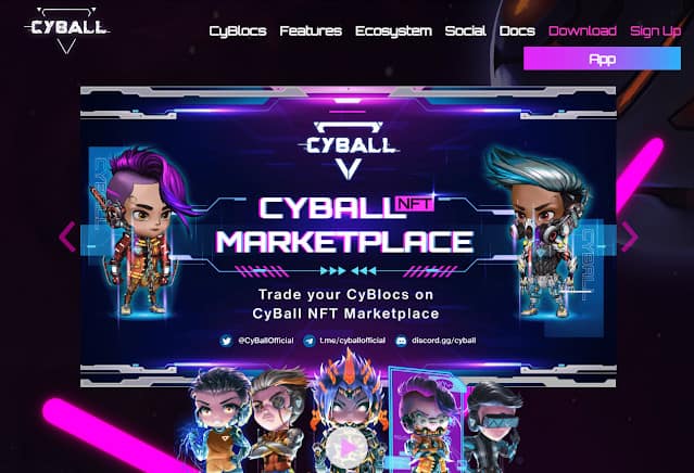 cyball marketplace A futuristic football game that leverages digital assets. 