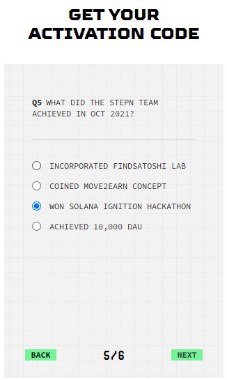 What did the stepn team achieved in Oct 2021 won solana ignition hackathon Are you looking how to get a STEPN activation code and start walking for crypto? This step-by-step guide will help you to find an activation code for STEPN App in no time!