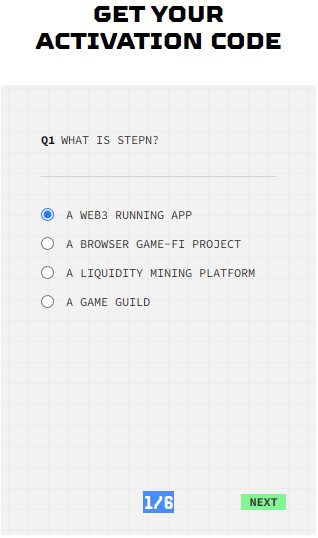 What is stepn quiz answer a web 3 running app Are you looking how to get a STEPN activation code and start walking for crypto? This step-by-step guide will help you to find an activation code for STEPN App in no time!