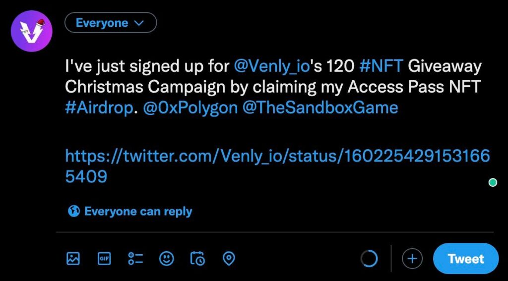 photo 2022 12 12 12.08.32 According to a tweet shared today, Venly announced the launch of a huge Christmas campaign together with leading metaverse game, The Sandbox, and one of the most trusted blockchains in the industry, Polygon.