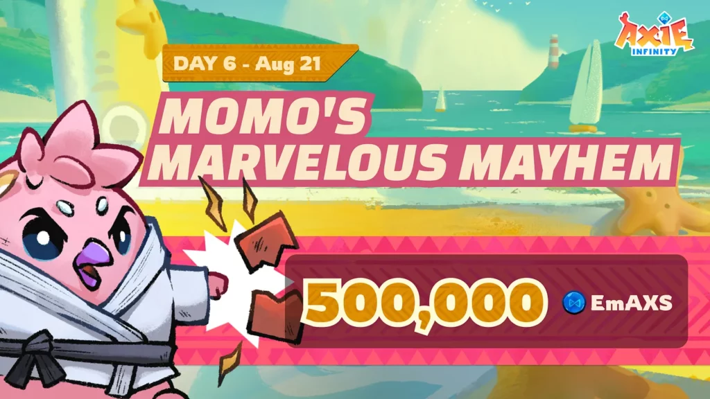 Axie Olympics Momos Marvelous Mayhem The first-ever Axie Olympics: Grand Summer Showdown has been unveiled, allowing players to participate in a series of six contests over six days to win a share of the 3,000 AXS prize pool and exclusive cosmetic rewards.