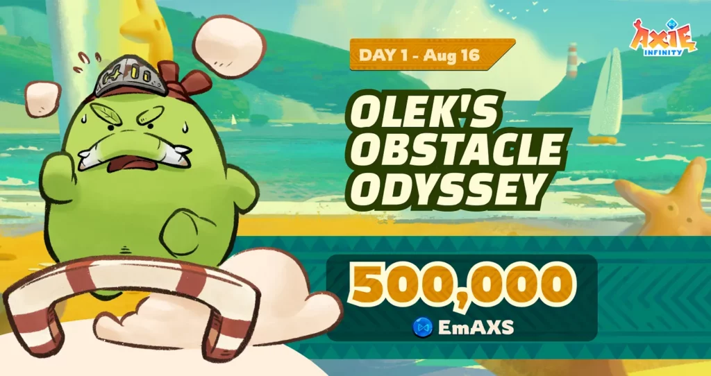 Axie Olympics oleks obstacle odyssey The first-ever Axie Olympics: Grand Summer Showdown has been unveiled, allowing players to participate in a series of six contests over six days to win a share of the 3,000 AXS prize pool and exclusive cosmetic rewards.