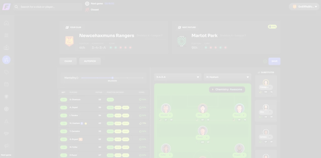 Footium gameplay screenshot 1 – COLLECTIBLE crypto game on Ethereum