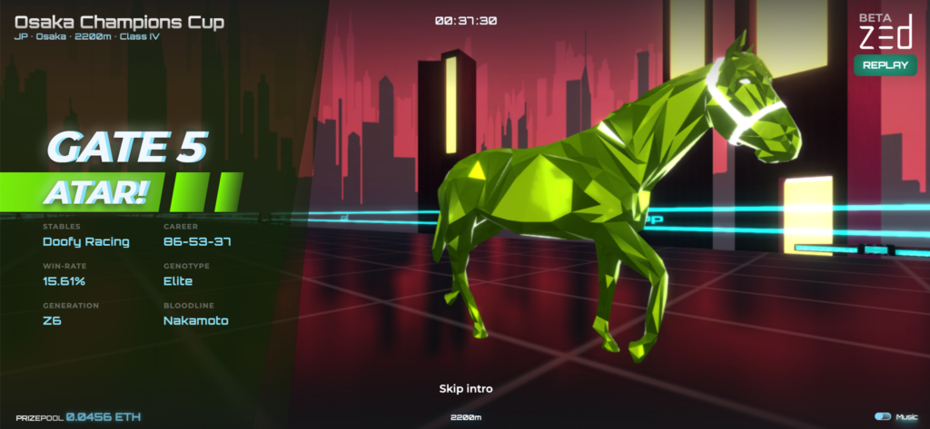 ZED RUN gameplay screenshot 1 – Multiplayer crypto game on Ethereum