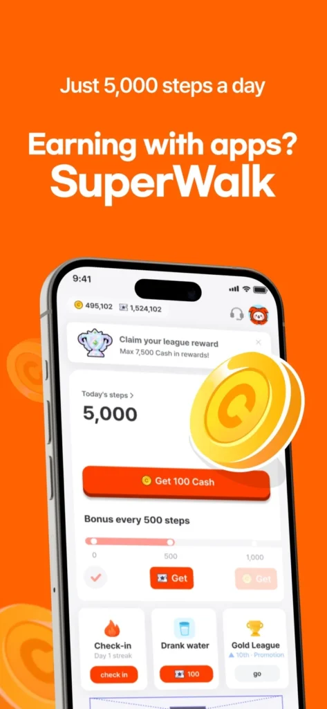 SuperWalk gameplay screenshot 1 – Fitness crypto game on Klaytn