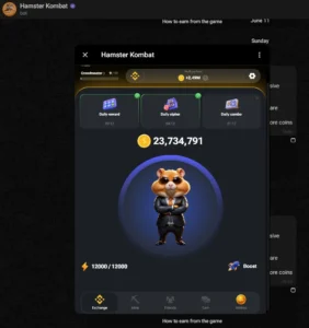 Hamster Kombat gameplay screenshot 3 – Collectible crypto game on TON