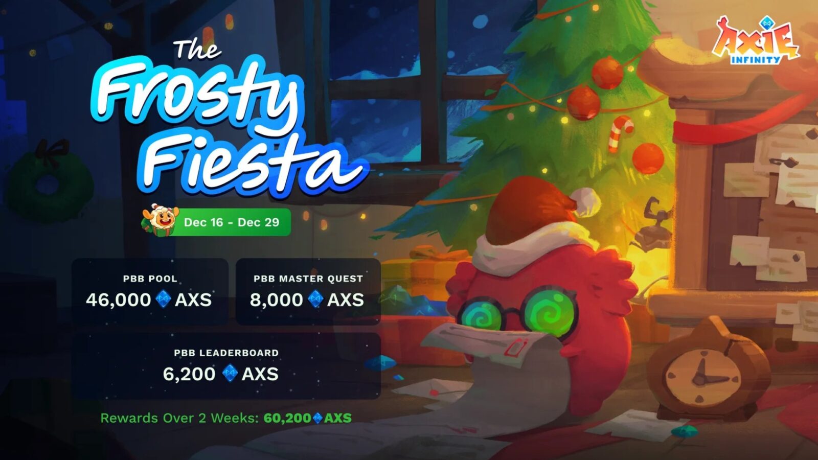 Axie Infinity Launches Frosty Fiesta Double Rewards and Simplified Missions Popular blockchain-based game Axie Infinity has officially announced its latest event, The Frosty Fiesta.