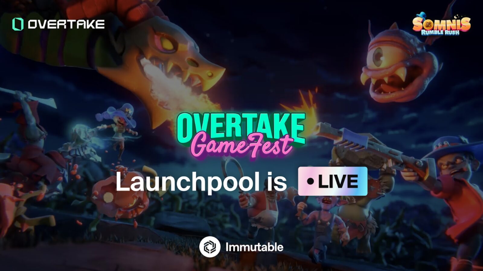 OVERTAKE Launches GameFest with New Somnis Rumble Rush Quest OVERTAKE today kicked off its most ambitious rewards event yet, the OVERTAKE GameFest, featuring the latest game in its lineup, Somnis: Rumble Rush with $15M in $OVT rewards!