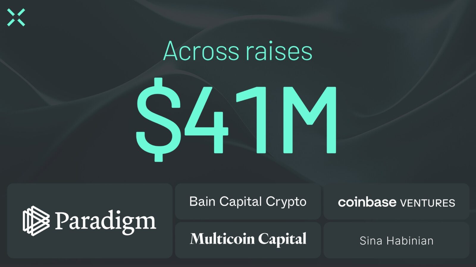 across Across Protocol has successfully raised $41 million in a token sale for its ACX token, with funding led by Paradigm. Other major investors, including Bain Capital Crypto, Coinbase Ventures, and Multicoin Capital, also participated in the round.