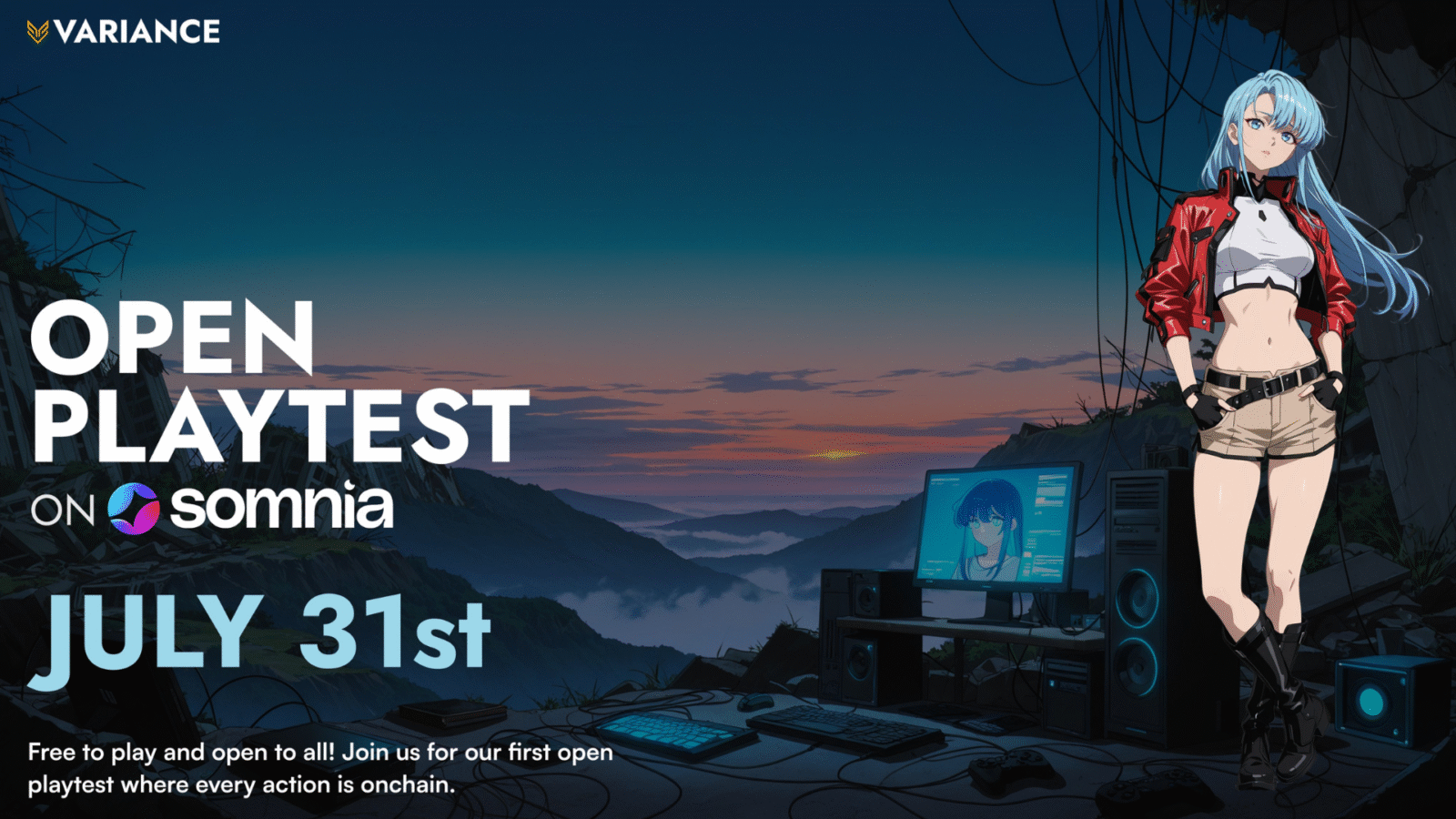 variance Realm Studios has officially launched the first open playtest for its anime-style blockchain RPG, Variance, running from July 31 to August 3 on the Somnia network.