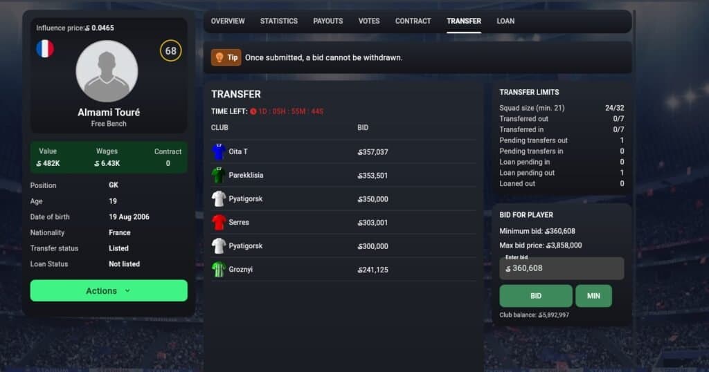 Soccerverse outbid player Continuing from the previous Soccerverse Review, we now present the results of the second match.