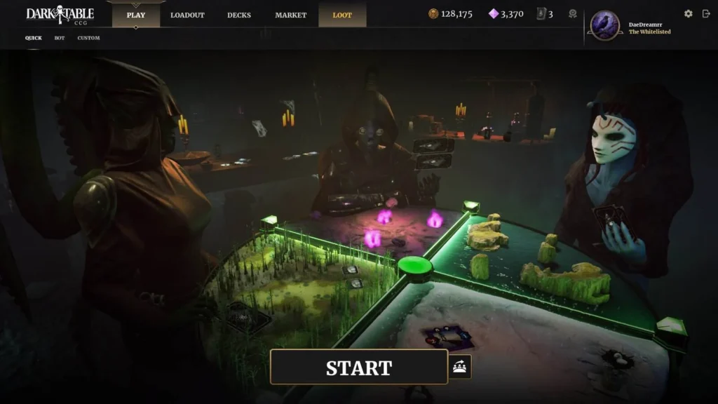 Dark Table CCG gameplay screenshot 1 – Card Games crypto game on Somnia
