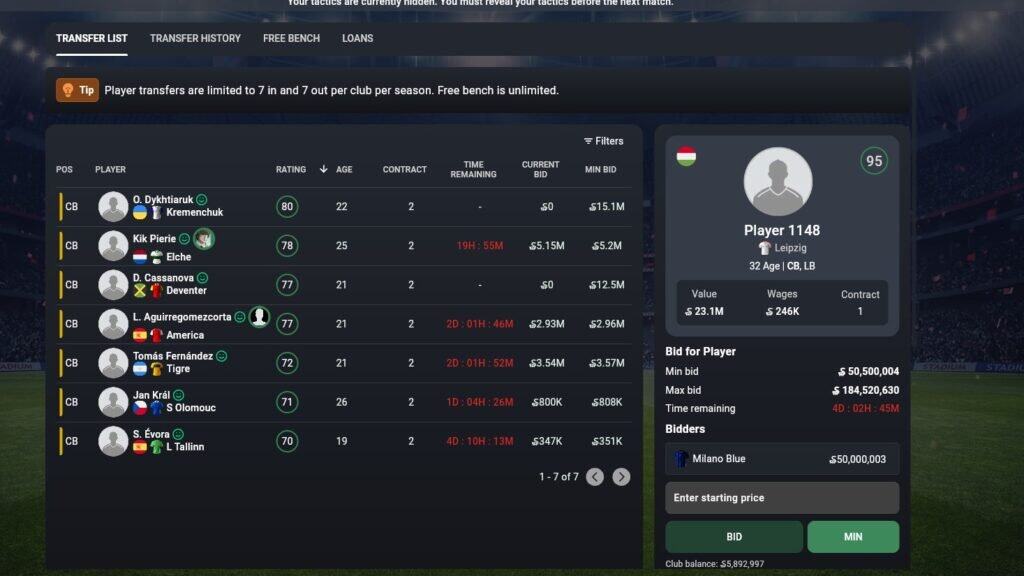 soccerverse transfer market cb Continuing from the previous Soccerverse Review, we now present the results of the second match.
