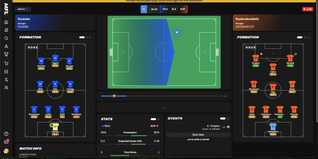 MFL gameplay screenshot 1 – Simulation crypto game on Flow