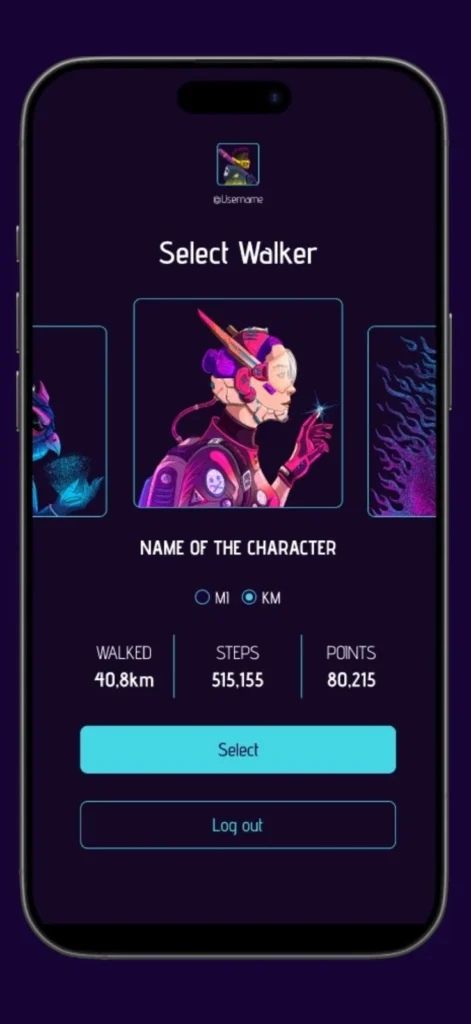 Walkers gameplay screenshot 1 – Fitness crypto game on Cardano