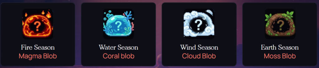 Different Blobs to collect in the Enjin Multiverse Quest Essence of the Elements