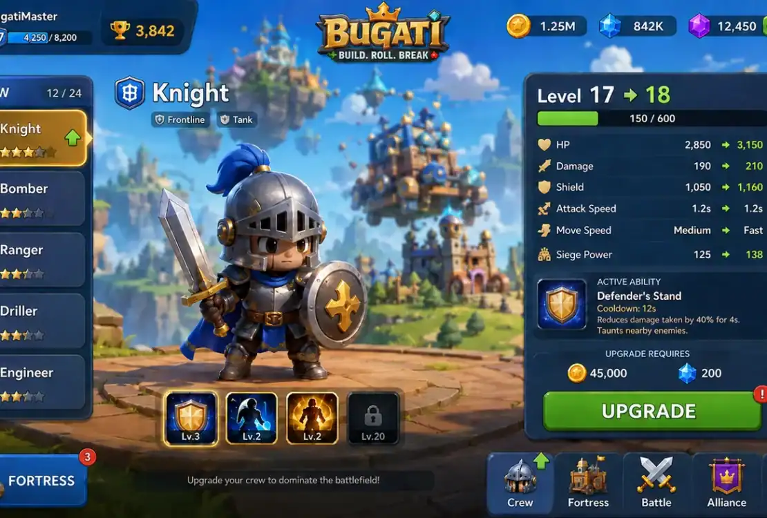 BUGATI GAME 1 BUGATI has officially launched its early access campaign on the Base Mainnet, marking a significant step toward public availability. This first phase is limited to 5,000 participants and centers around a novel gaming concept where players create, crew, and combat using mobile fortresses in a detailed virtual environment.