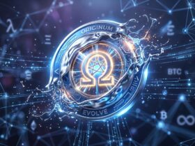 Toncoin Changes Name to Gram with TON Token Switch 30 Originum Evolve logo with a glowing Omega symbol and atom inside a metallic ring, set against a digital network