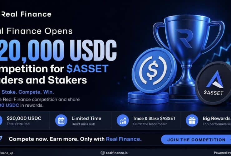 real finance asset Real Finance has kicked off a community rewards campaign built around its $ASSET token, putting up $20,000 in USDC for participants who trade, stake and hold across the ecosystem.