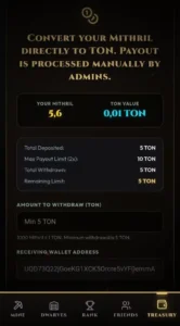 Mithril Miner gameplay screenshot 4 – Idle crypto game on TON