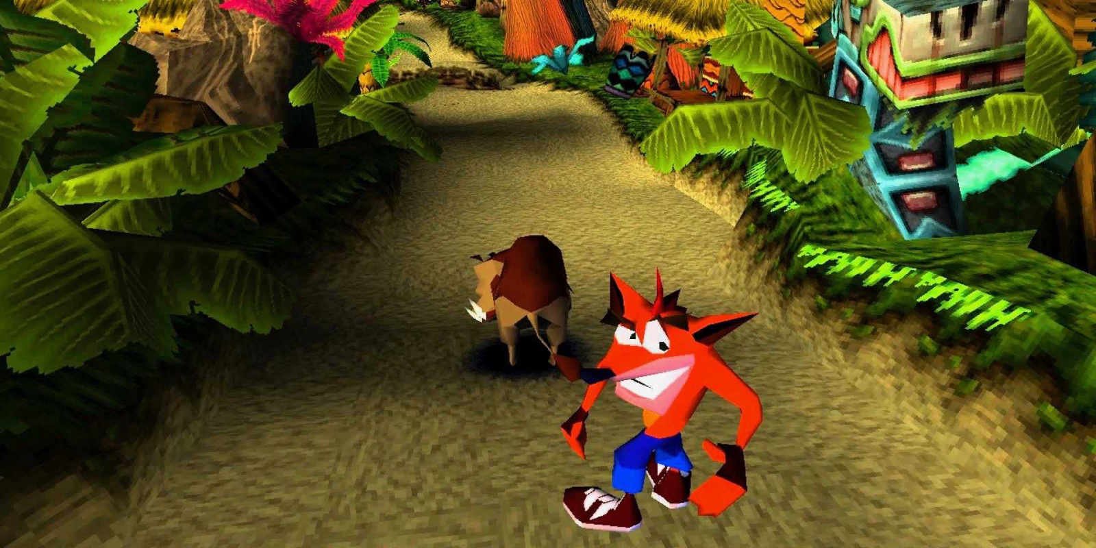Crash Bandicoot looking back grinning in Crash Bandicoot 1 PS1 playstation one
