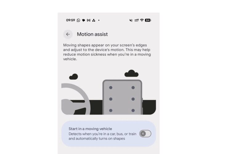 androids motion assist dots actually stop car sickness hands on A new Android feature now reaching users has been shown to cut down on motion sickness — sometimes wiping it out entirely — when you're staring at a phone in a moving car. Google calls it Motion Assist, and the resemblance to Apple's Motion Cues, which debuted in 2024, is close enough that nobody inside Google is bothering to deny it.
