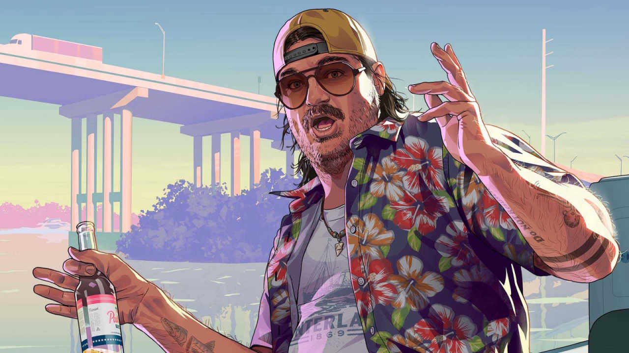 Why the GTA 6 Leaks Barely Dent a Juggernaut This Size 28 A character from GTA 6 sitting on a boat, holding his hands out in surprise with a beer bottle in his right hand