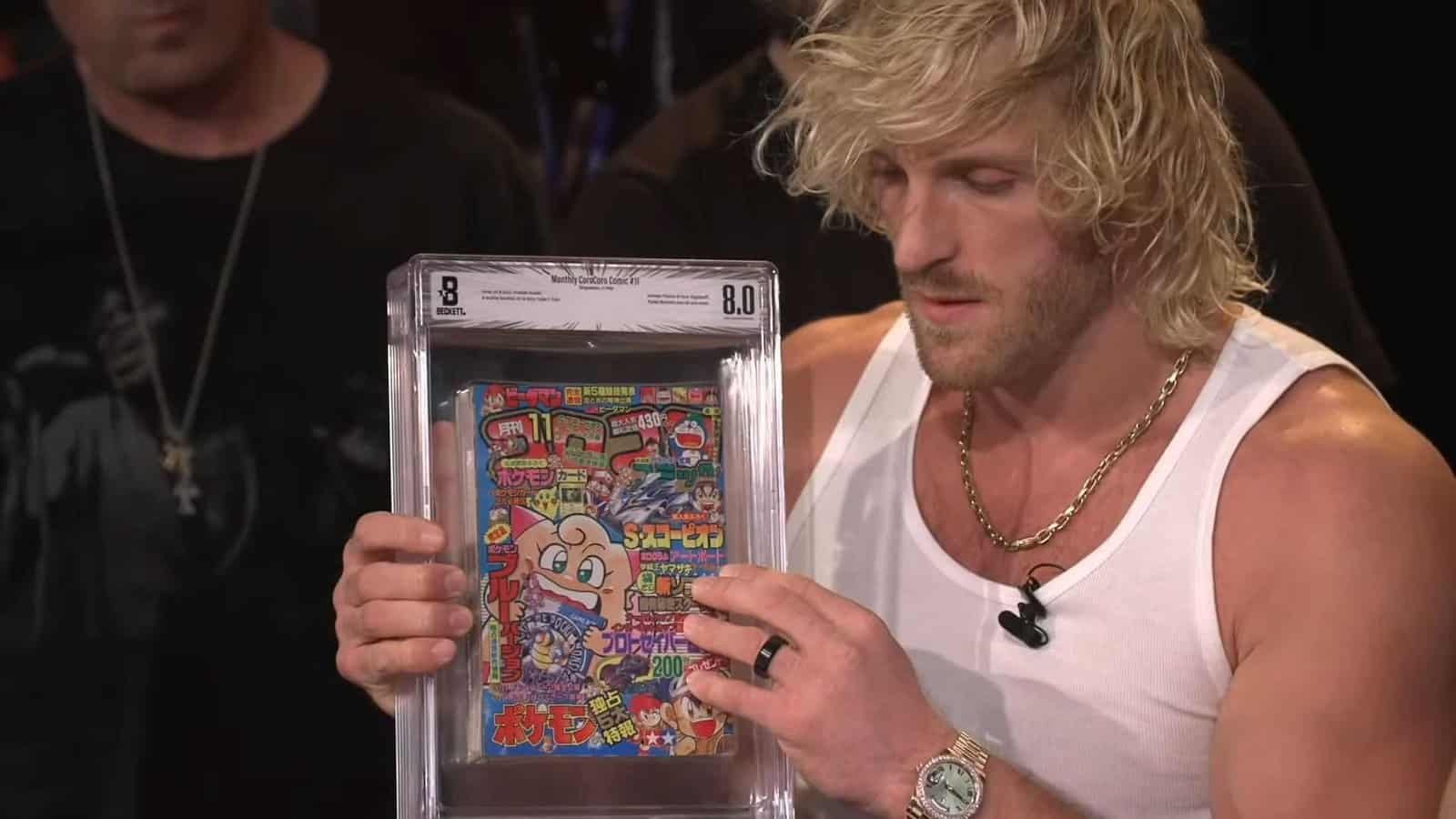 Palworld's TCG Has Been Out One Day and Scalpers Have Already Taken Over 30 Logan Paul holds a perfectly graded CoroCoro magazine during a Pokemon livestream.