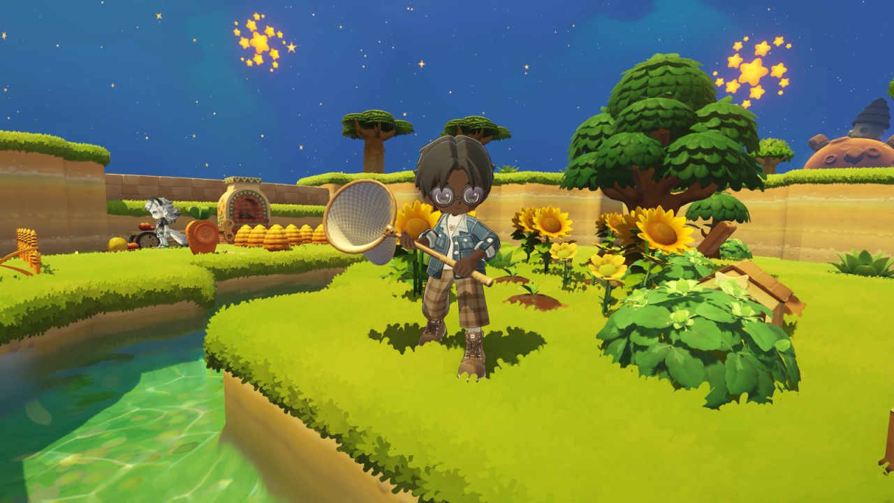 A Petit Planet character catches a bug
