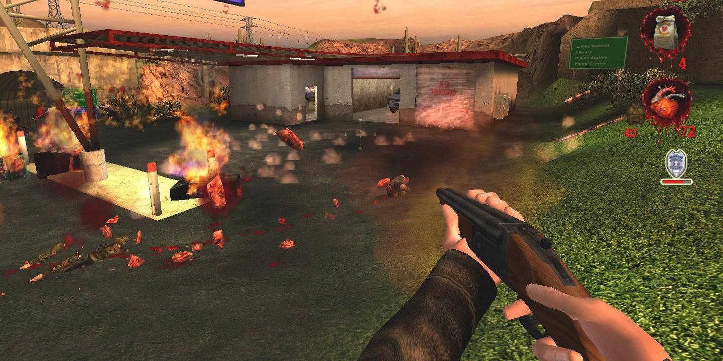 Banned In 2003, Back In 2027: Postal 2 Redux Blends The Boys With John Wick 29 The Postal Dude firing at a gas station on fire in the video game Postal 2