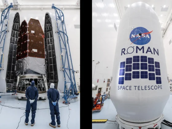 roman space telescope buttoned up inside falcon heavy fairing ahead of aug 30 launch NASA's Nancy Grace Roman Space Telescope vanished behind closed doors on Aug. 21. Inside the Payload Hazardous Servicing Facility at Kennedy Space Center in Florida, crews sealed a 43-foot shell around the observatory — and barring a serious setback, no one will lay eyes on it again.