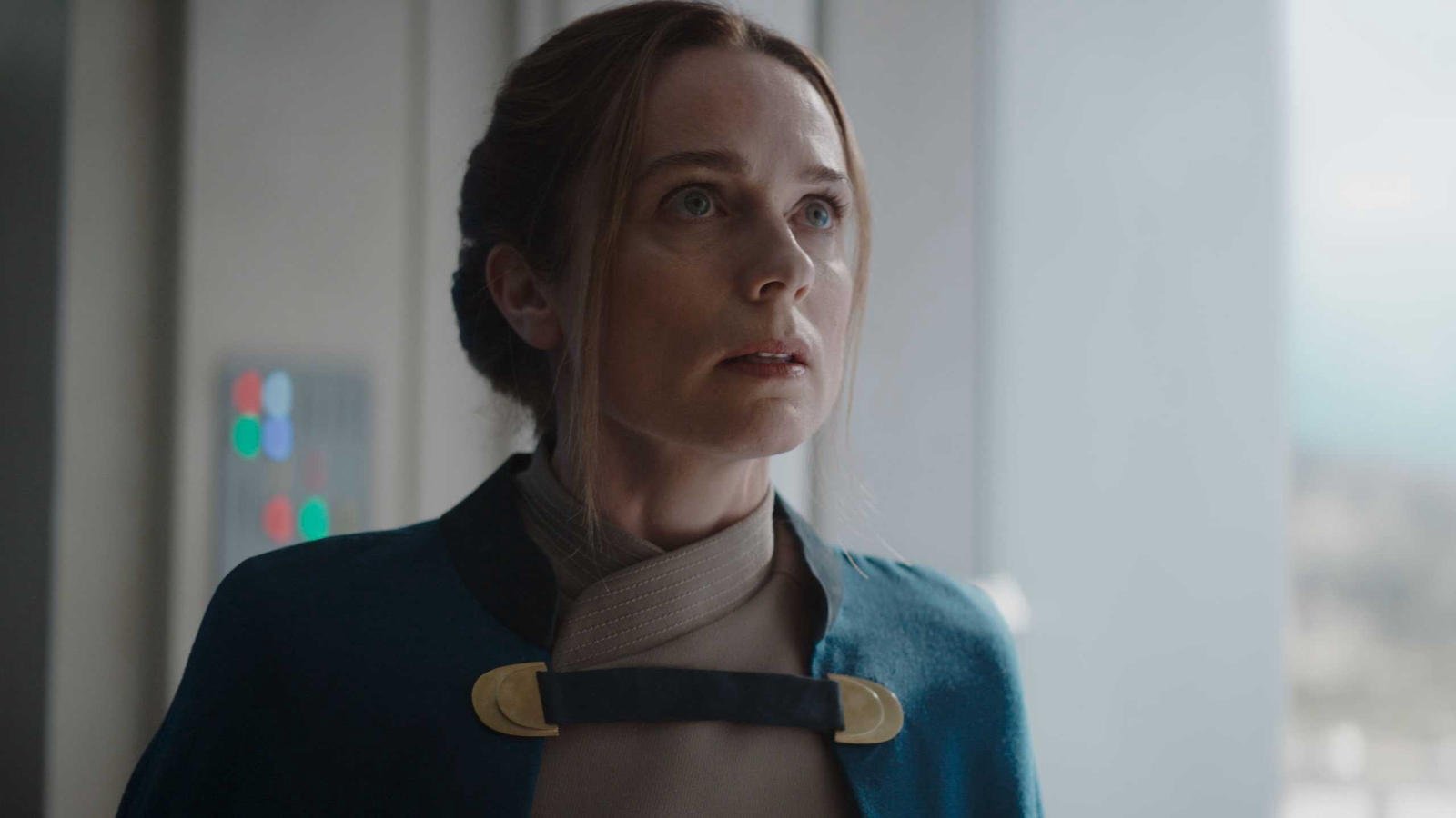 Kerry Condon as Fara looking up in Star Wars Skeleton Crew