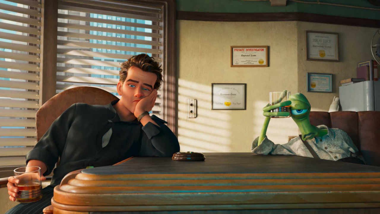 Ray Gunn and his alien colleague in Netflix's Ray Gunn