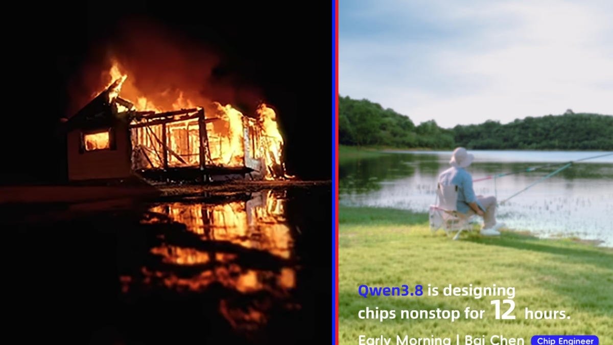 two ai commercials two futures anthropic sells fear alibaba sells free time Within a few weeks of each other, two AI advertisements landed. The first begins with a house engulfed in flames. The second could pass for the cover art on a lo-fi study playlist, all soft edges and calm, as a monitor churns through work and the people in frame head out to go rock climbing.